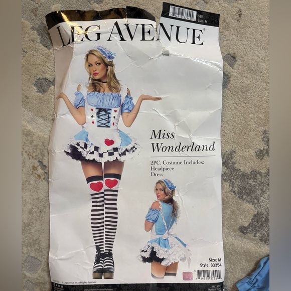 Leg Avenue Miss Wonderland Costume-Blue, White.striped knee high stockings incl. - Picture 1 of 5